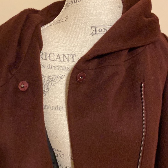 Cole Haan Maroon Wool Coat as 8 - Picture 3 of 5